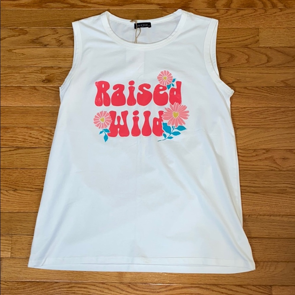 “Raised Wild” 60s inspired white tank
